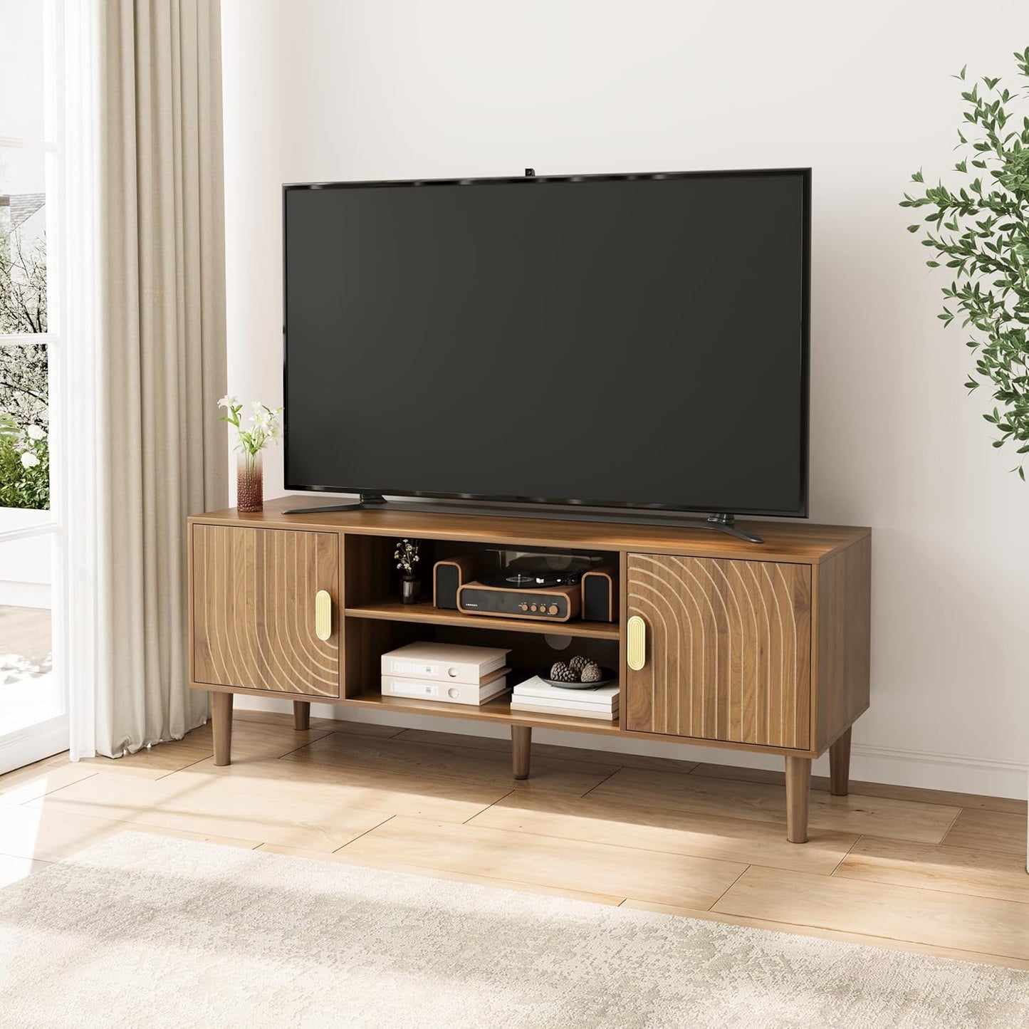 Slatted TV Stand